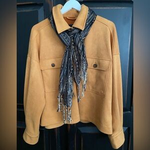 XL Bagatelle Faux Suede Oversized Boxy Button Down Jacket